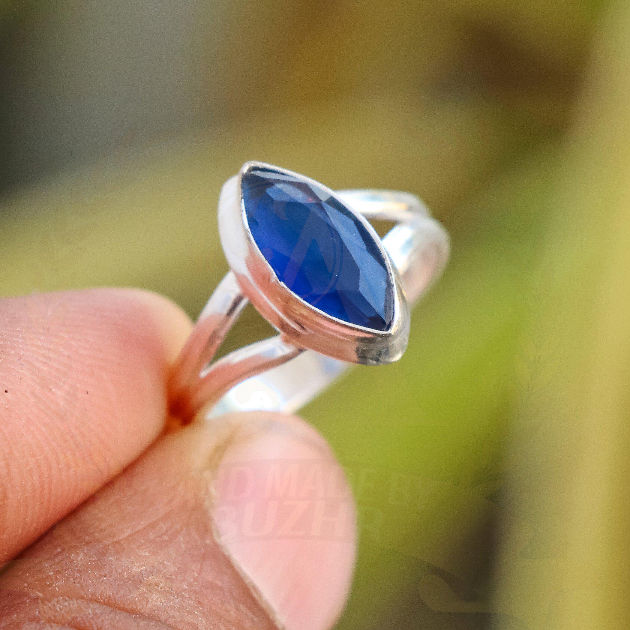 Blue Sapphire Ring 925 Silver – Elegant Natural Gemstone Ring for