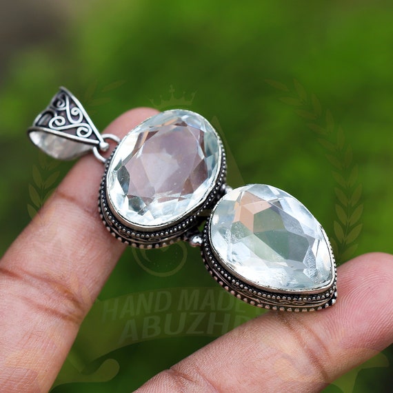 Pendentif Argent 925 Topaze Pierre De Lune Larme S-44 Fantaisie