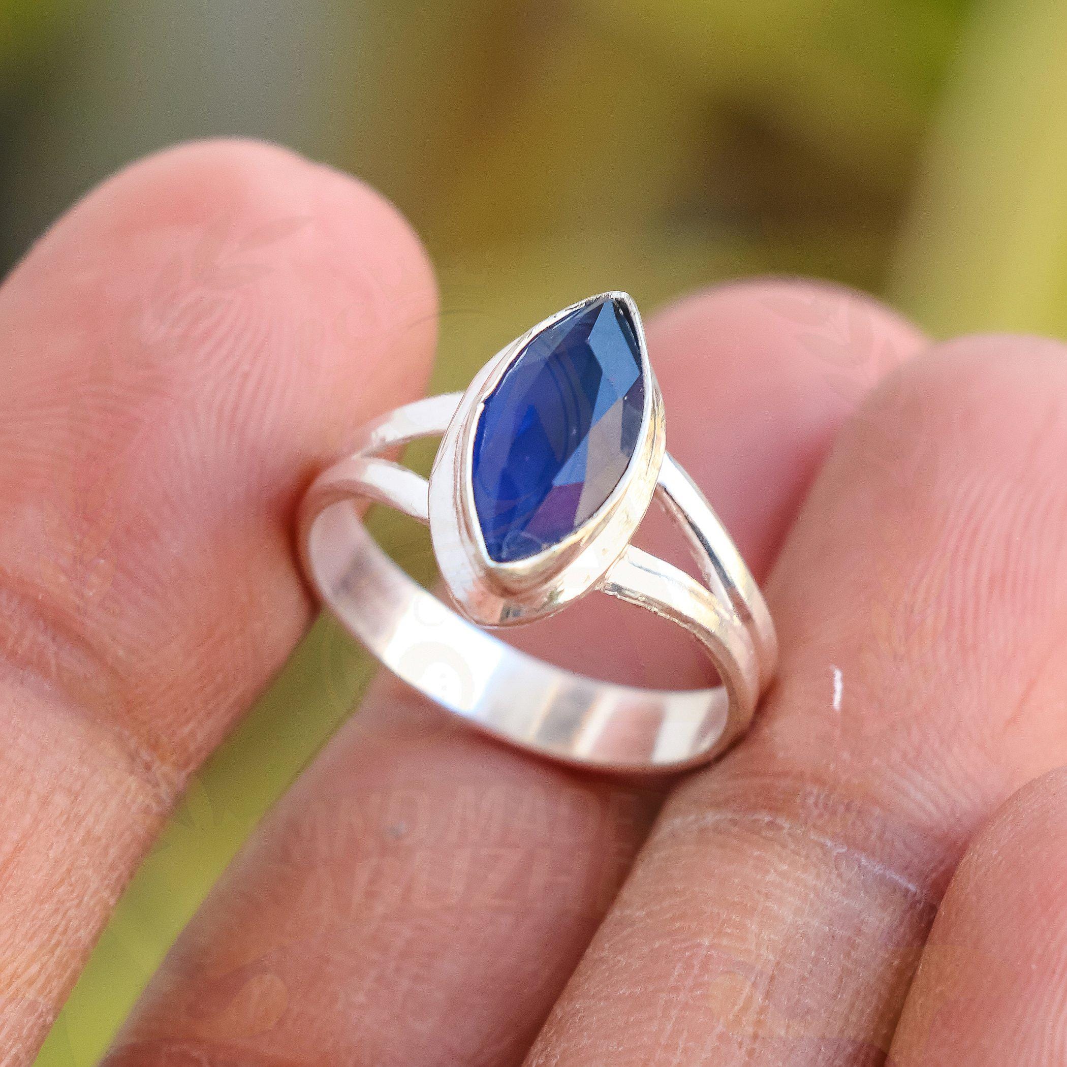 Silver925 18kgp ディープ ブルーサファイア リングorトップ Blue Sapphire Ring 925 Silver – Elegant Natural Gemstone Ring for