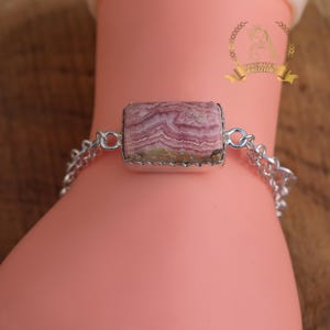 Handgefertigtes Rhodochrosit 925 Sterling Silber Armband