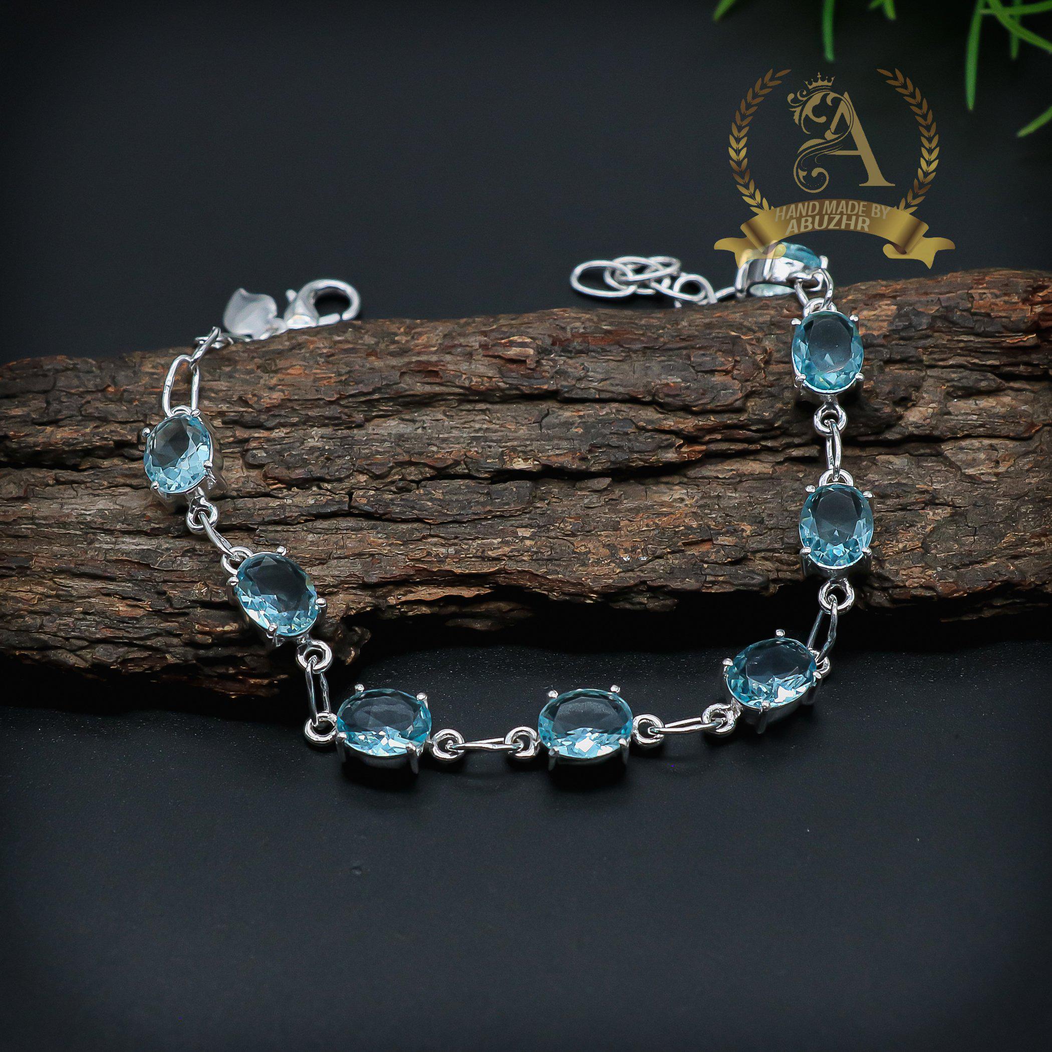 Aquamarine Bracelet, 925 Sterling Silver Bracelet, Aquamarine Gemstone, Bracelet long bracelet, Mom Gift,Sister Gift,Gift For Her