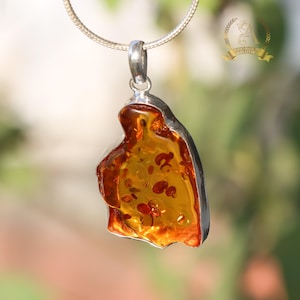 Amber Pendant Baltic Amber 925 Sterling Silver Vintage Style Pendant Baltic Amber Gemstone handmade Free Shape Pendant Gift For Her SSP7