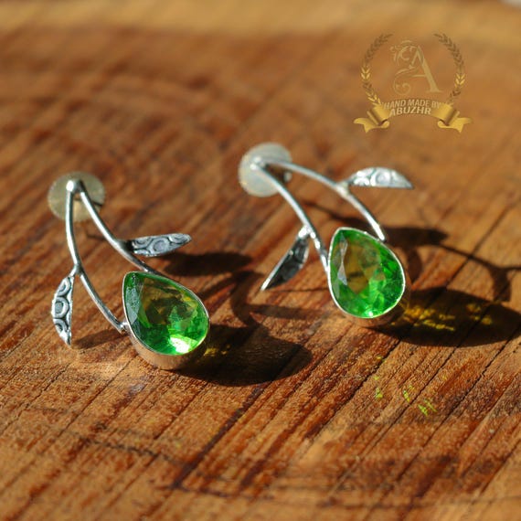 Boucles D'oreilles Pendantes En Argent Sterling 925 – Pierre Principale Citrine Jaune Poire – Fait Main – Inde