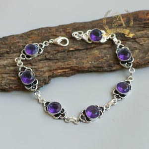 Amethyst Bracelet 925 Sterling Silver Bracelet Amethyst Gemstone Bracelet Handmade Silver Jewelry Bracelet  Gift For Her IMG_3210