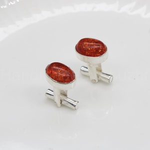 Handmade Baltic Amber Sterling Silver Cufflinks: Unique Groomsmen Gift