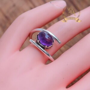 Handmade Amethyst Ring | 925 Sterling Silver Wrap Ring | Purple Gemstone Adjustable Ring | February Birthstone Jewelry | Boho Amethyst Ring