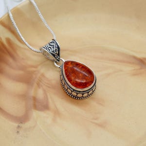 Amber Pendant Baltic Amber 925 Sterling Silver Vintage Style Pendant Baltic Amber Gemstone handmade Free Shape Pendant Gift For Her FN1