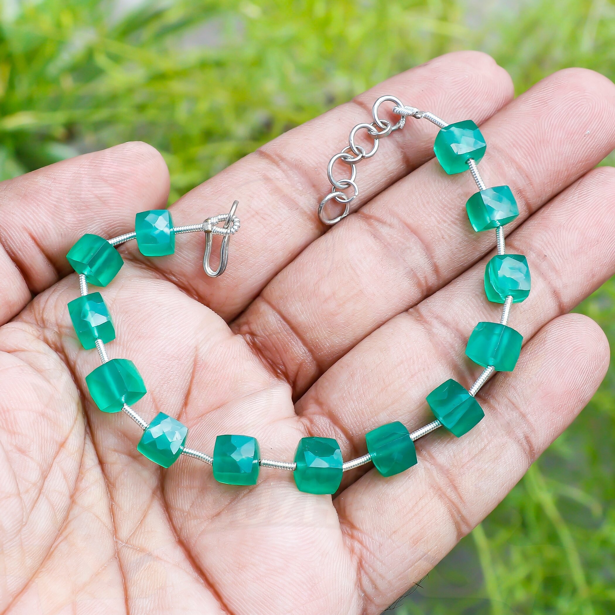 Green Onyx Beaded Bracelet: Handmade Gemstone Jewelry - Etsy
