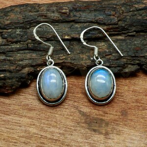 Handmade Moonstone 925 Sterling Silver Earrings: Vintage Style