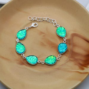 Australian Triplet Fire Opal Bracelet: Handmade 925 Sterling Silver Jewelry