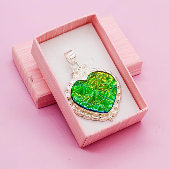 Pendentif En Argent 925 Avec Opale Triple Rose – Fait Main, Pierre Précieuse, Longueur 1.81"