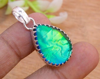 Triplet Fire Opal 925 Sterling Silver Pendant Necklace