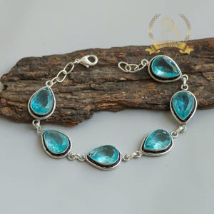 Handgefertigtes Aquamarin Armband: 925 Sterling Silber Edelsteinschmuck