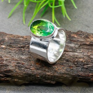 Oval Bi-Color Tourmaline Ring: 925 Sterling Silver