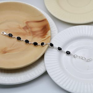 Black Onyx Sterling Silver Bracelet: Handmade Gemstone Jewelry
