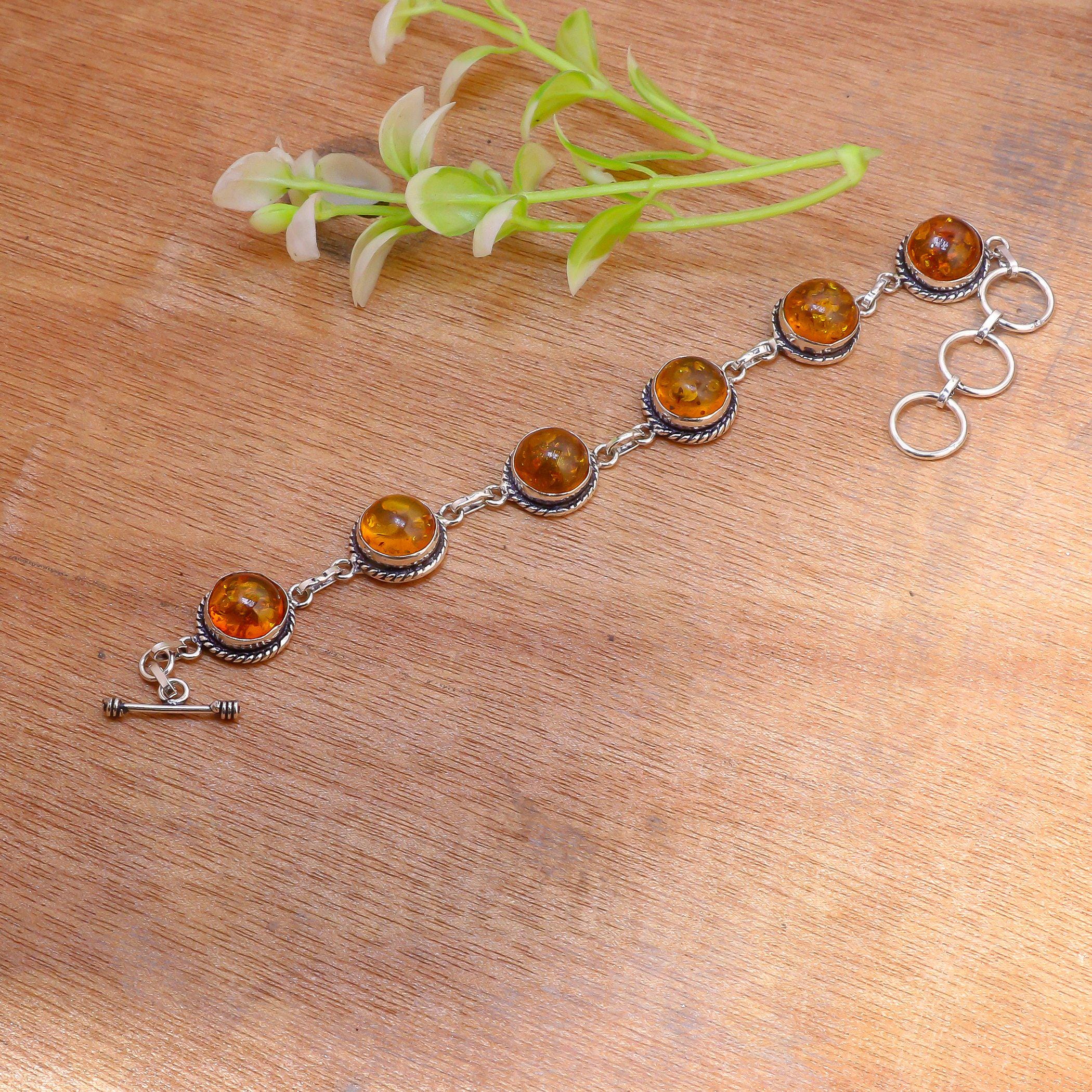 Baltic Amber Bracelet: Handmade 925 Sterling Silver Gemstone  display picture 2