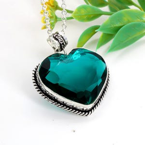 Green Apatite Heart Pendant: Sterling Silver Gemstone Necklace, 18&quot; Chain