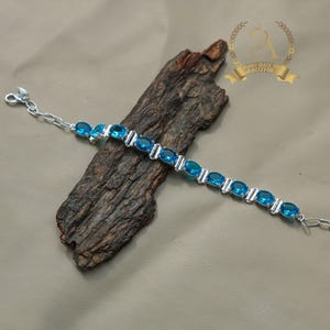 Aquamarin Edelstein Armband: Handgemachtes 925 Sterling Silber Schmuck