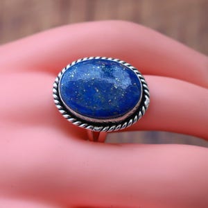 Lapis Lazuli Ring 925 Sterling Silber Ring Lapis Lazuli Echter Edelstein Boho Ring Handgemachter Silber Schmuck Ring Geschenk Für Sie RPR-47