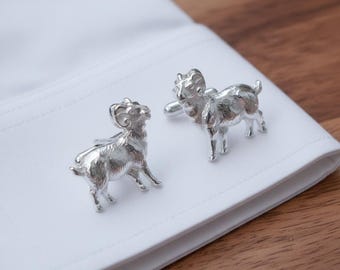 Gemelli in argento sterling con ariete, gioiello con segno zodiacale Ariete, accessori di lusso per matrimoni.