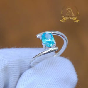 Handmade Aquamarine Sterling Silver Ring: Oval March Birthstone