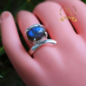 Labradorite Ring | 925 Sterling Silver Handmade Gemstone Statement Ring | Adjustable Labradorite Jewelry | Gift for Her | Boho Silver Ring