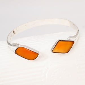 Handmade Sterling Silver Carnelian Cuff Bracelet: Adjustable Boho Bangle