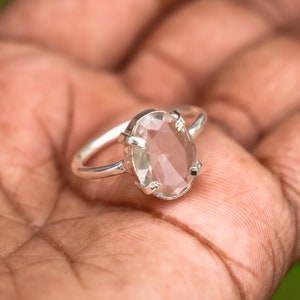 Handgemaakte ring met witte topaas: sterlingzilver vergulde statement-sieraden