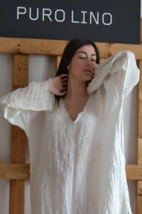 knee length dresses for ladies Italian Linen Kaftan Maxi Dress | POSITANO main image 0