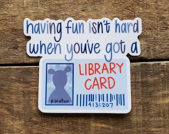 Arthur Library Card Sticker: Hand-Drawn Die Cut Sticker