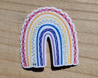 Boho rainbow- Die cut sticker for laptop, water bottle or journal |2.5x3 inches| hand drawn sticker