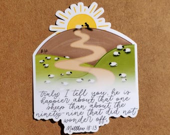 Matthew 18:13 Bible Verse Sticker - Lost Sheep Die Cut
