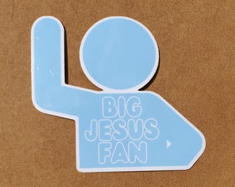Big Jesus Fan Sticker : Christian Die Cut Sticker