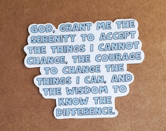 Serenity Prayer Sticker: Hand-Drawn Die Cut, Laptop Decal