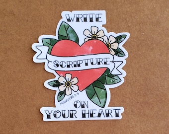 Write Scripture on Your Heart Sticker: Floral Heart Die Cut