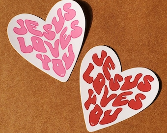 Jesus Loves You Heart Sticker:  Die Cut Decal