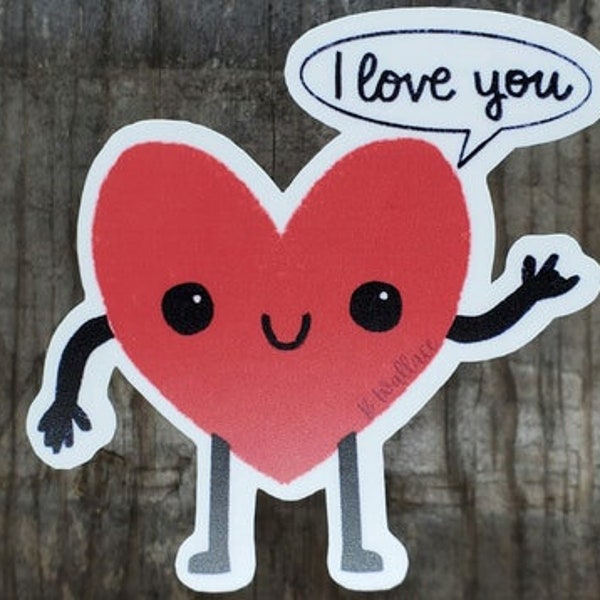 I love you, heart man - Die cut sticker for laptop, water bottle or journal |3x3 inches| hand drawn Valentines Day sticker