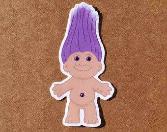 90s Nostalgia Troll Sticker: Hand-Drawn Die Cut Decal