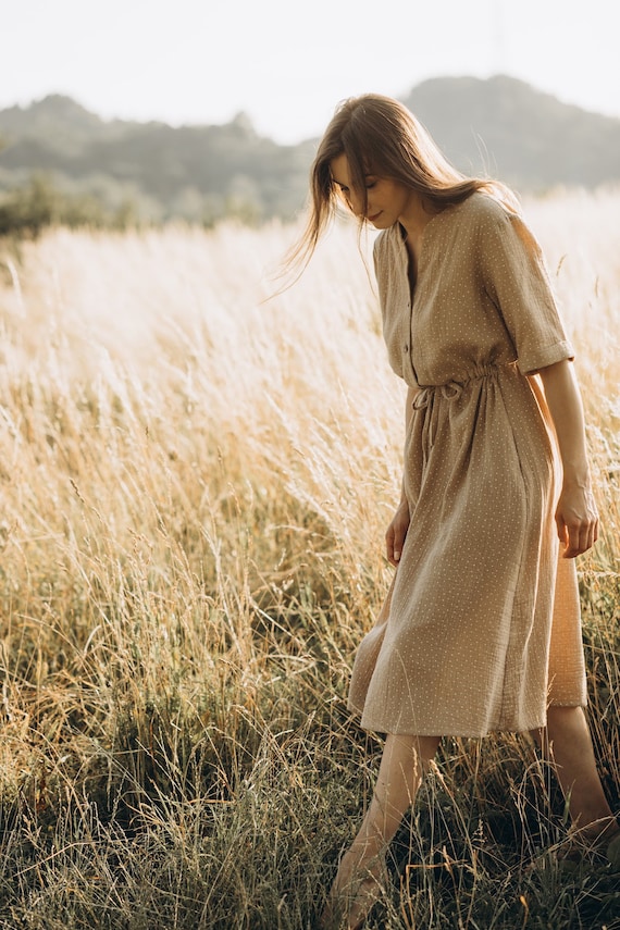 chinese dress ladies JUSTINE COTTON GAUZE MIDI DRESS main image 0