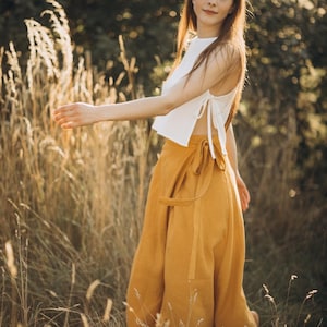 Women wrap linen skirt, women cotton top, women clothing