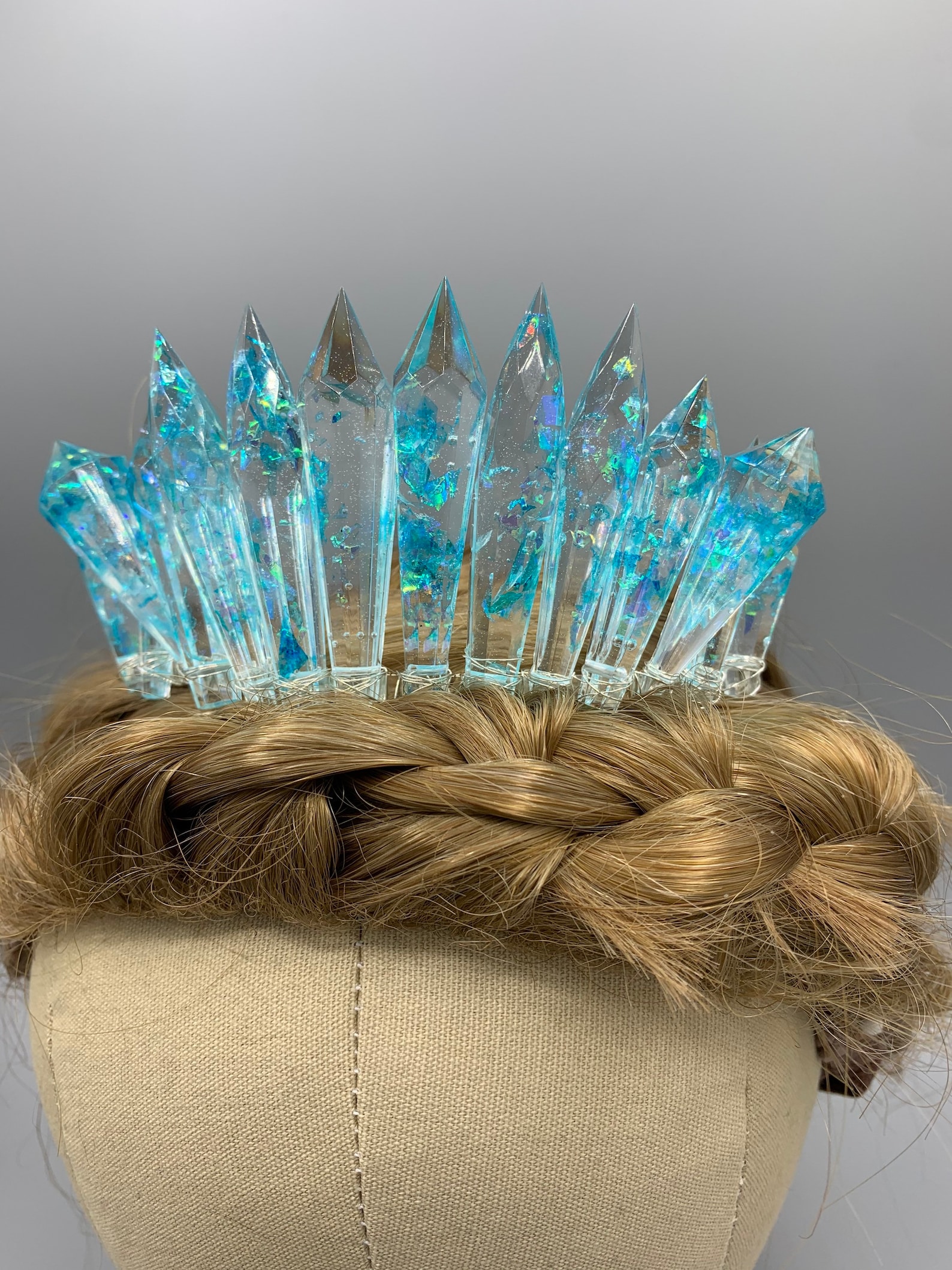 Iridescent Blue Resin Crystal Crown Etsy