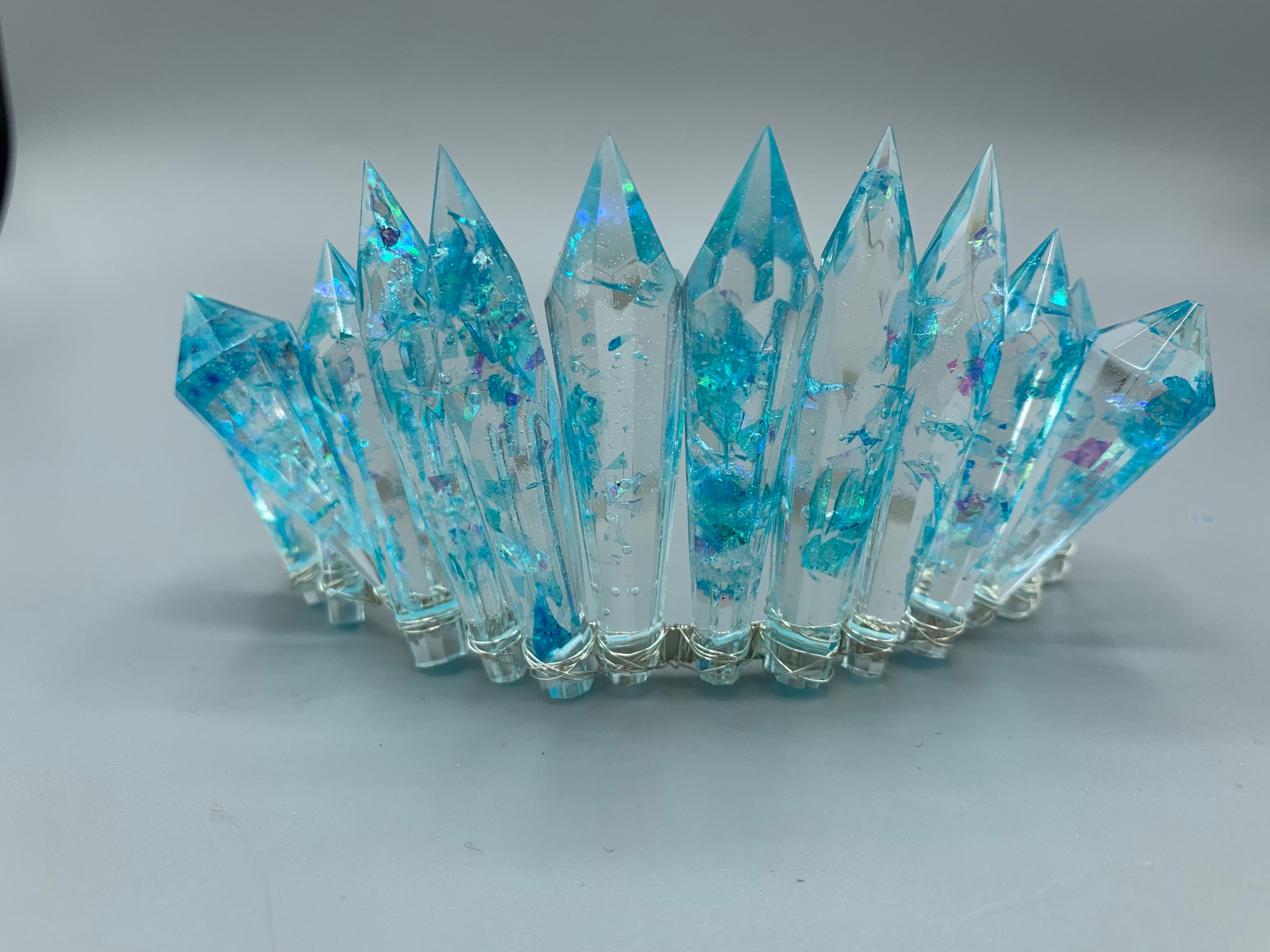 Iridescent Blue Resin Crystal Crown Etsy
