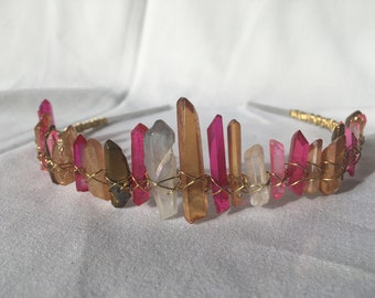 Gold and Pink Crystal Crown