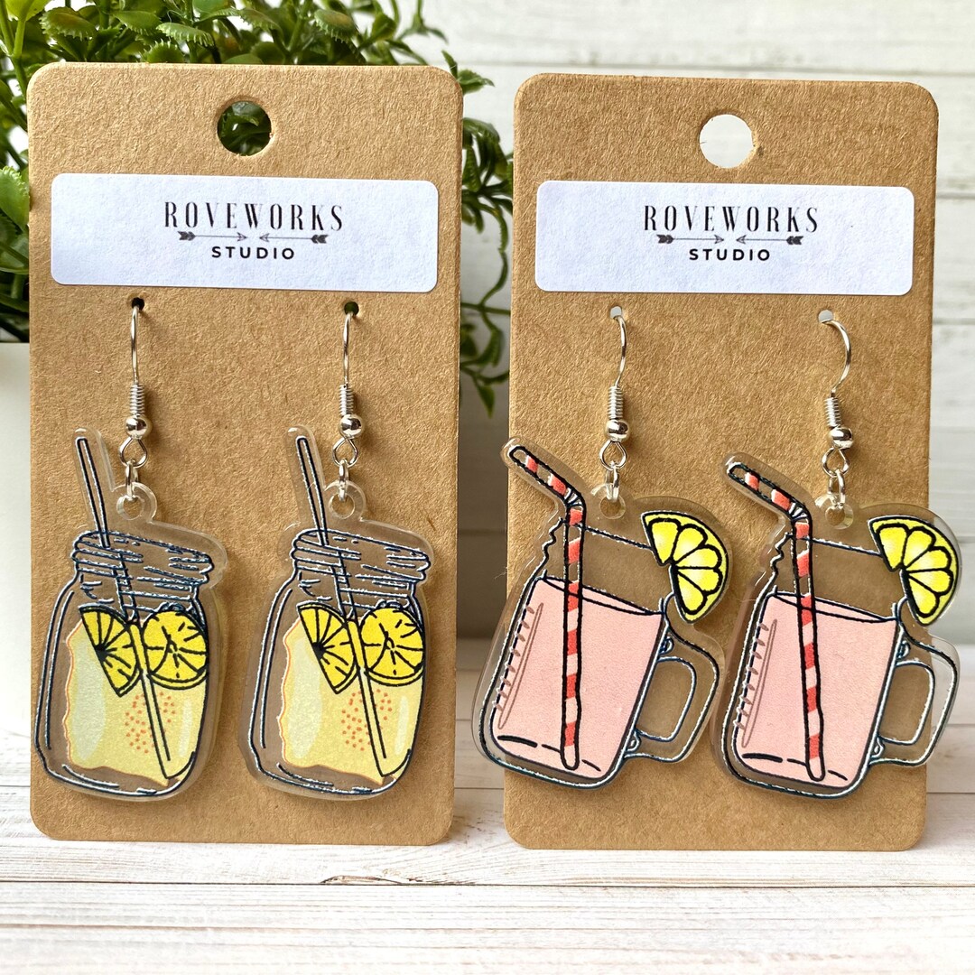 LEMONADE Earrings Acrylic Lemon Earrings Fruit Juice Raspberry Earrings Strawberry Lemonade