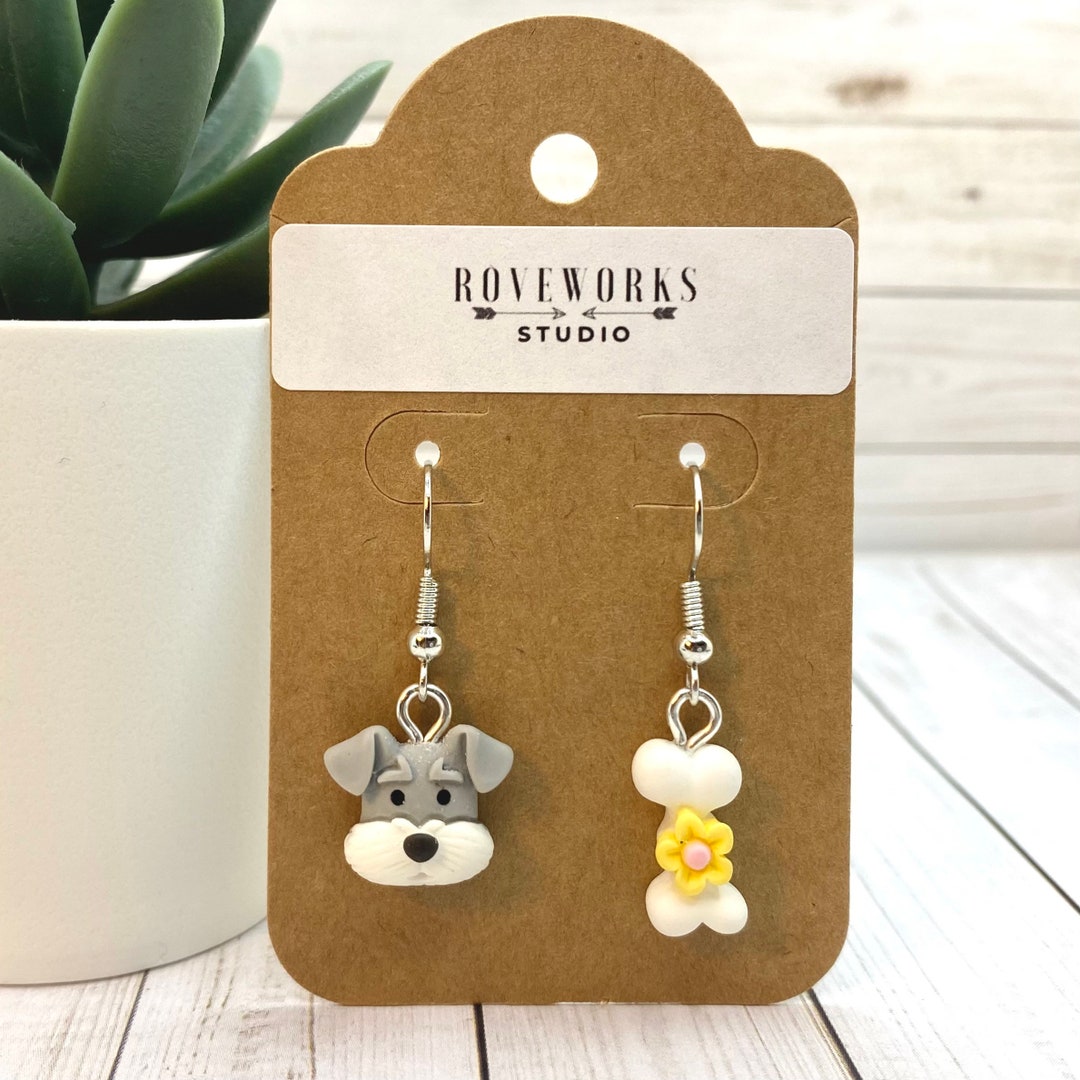 Mismatched DOG & BONE Earrings Dog Earrings Dangley Earrings Animal