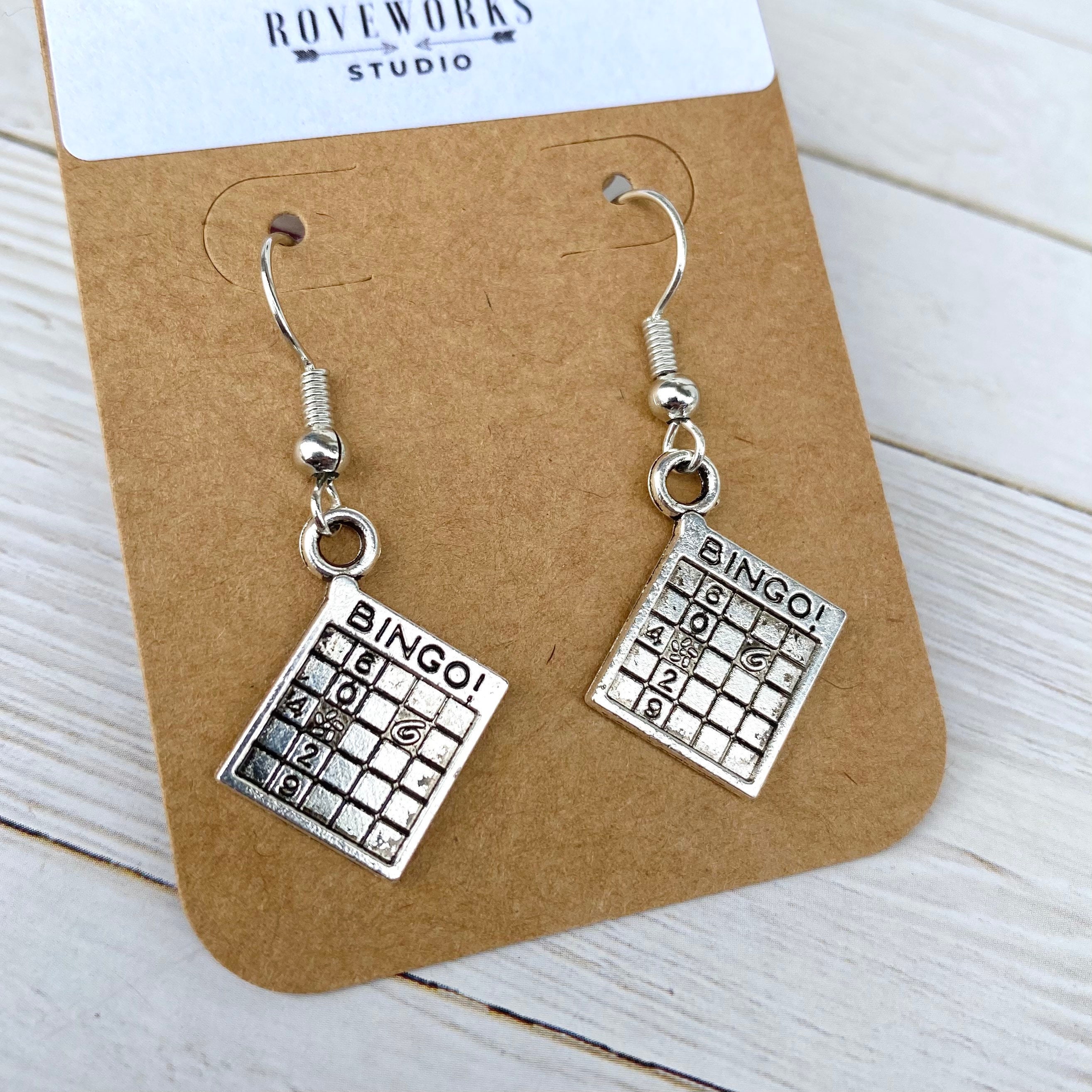 BINGO CARD Earrings dangley lightweight silver coloured Etsy