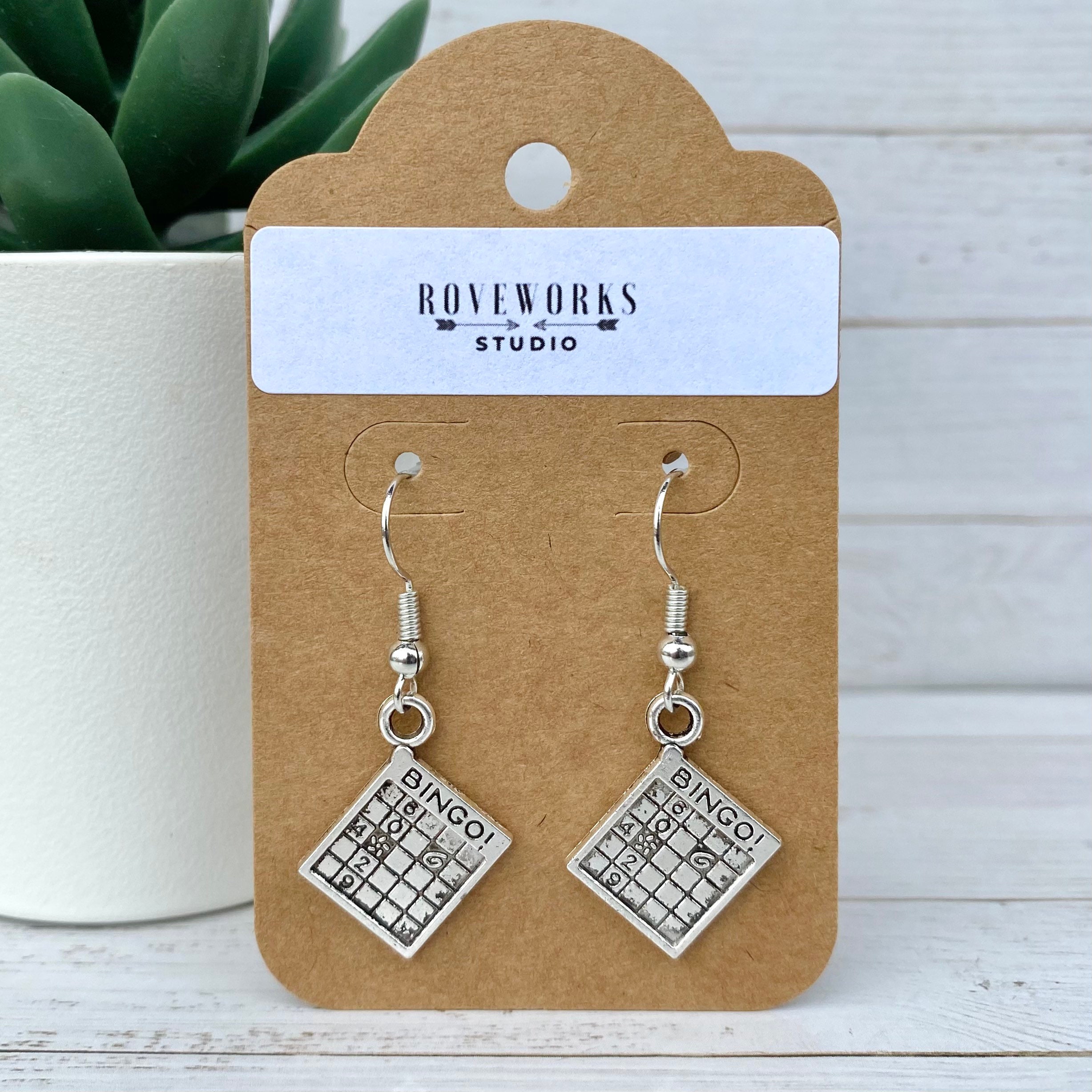 BINGO CARD Earrings Dangley Earrings Lightweight Silver Etsy