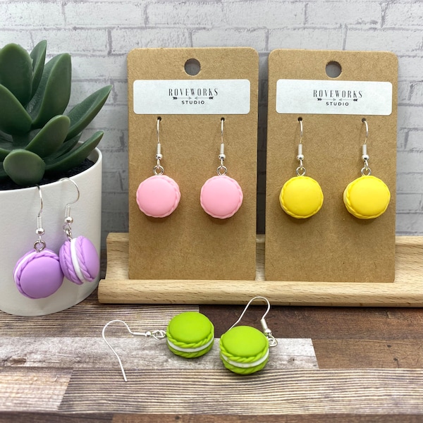 MACARON EARRINGS dangley macaroon earrings baking earrings food earrings baker gifts for her macarons bakery earrings dessert miniature food