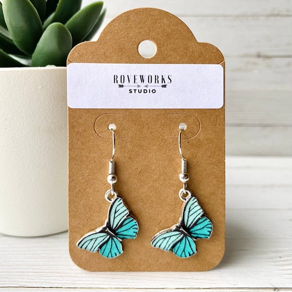 Turquoise BLUE BUTTERFLY Earrings Blue Small Butterflies Blue