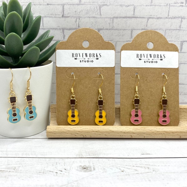 UKULELE Earrings dangley musician earrings metal music earrings ukuleles music teacher earrings musical instruments ukulele guitar earrings